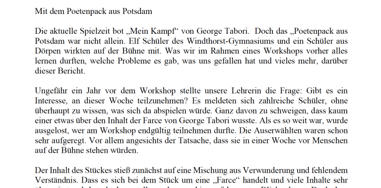 Mehr über den Artikel erfahren Theaterworkshop mit dem Poetenpack aus Potsdam