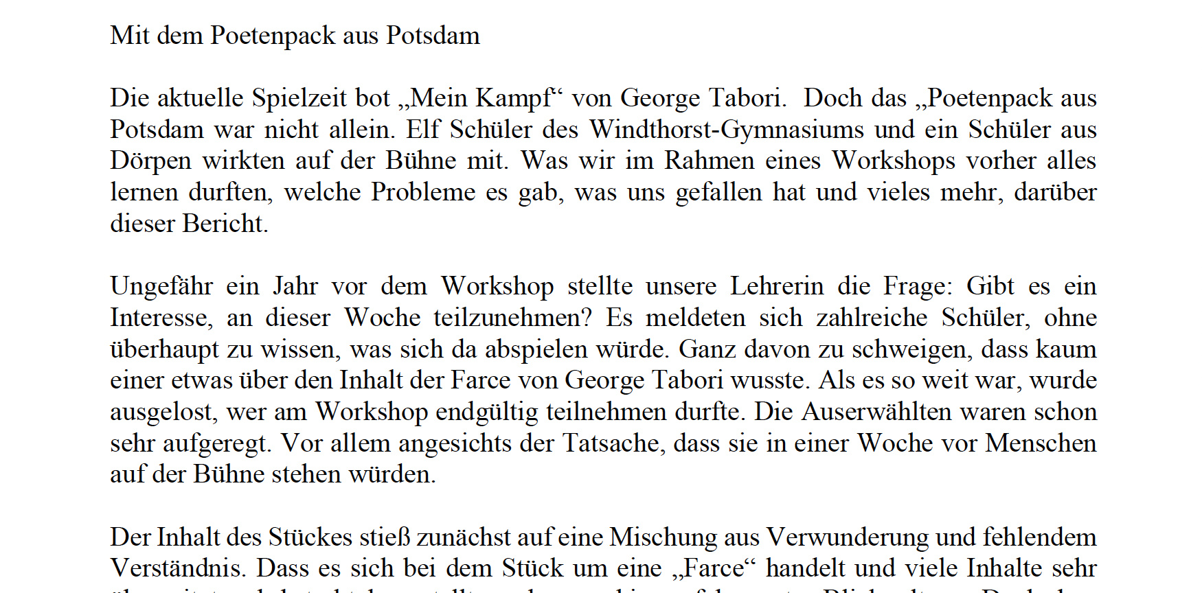 Mehr über den Artikel erfahren Theaterworkshop mit dem Poetenpack aus Potsdam