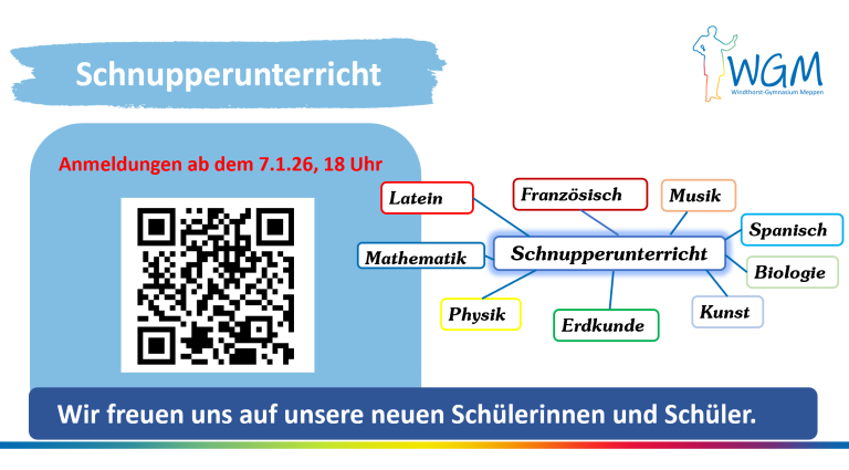 Mehr über den Artikel erfahren Anmeldungen zum Schnupperunterricht – Wir am WGM 2026